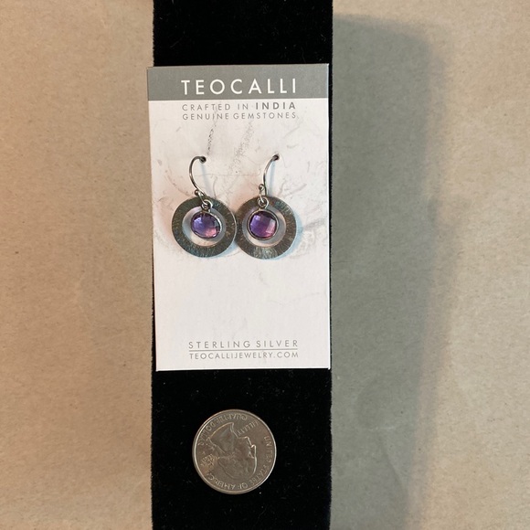 Sterling silver dangle earrings with Amethyst.  Never worn. great gift 🎁 - Picture 1 of 4